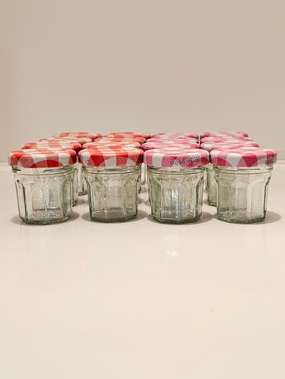 Set Of 16 Bonne Maman 1oz. Jars * Pink & Red Lids